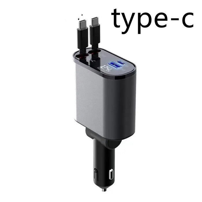 Metal Car Charger 100W Super Fast Charging Car Cigarette Lighter USB and TYPE-C Adapter