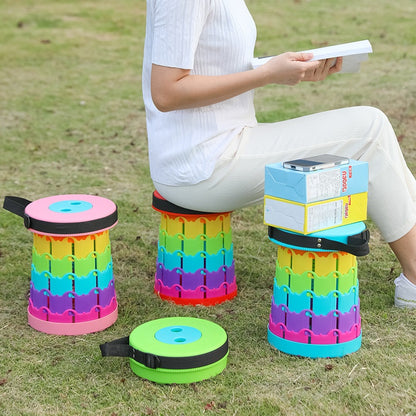 Children'S Rainbow Folding Stool Portable Retractable Chair