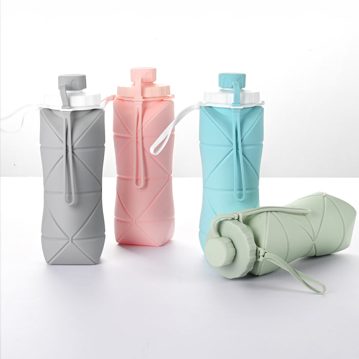 600Ml Folding Silicone Water Bottle Sports Water Bottle Outdoor Travel Portable Water Cup Running Riding Camping Hiking Kettle