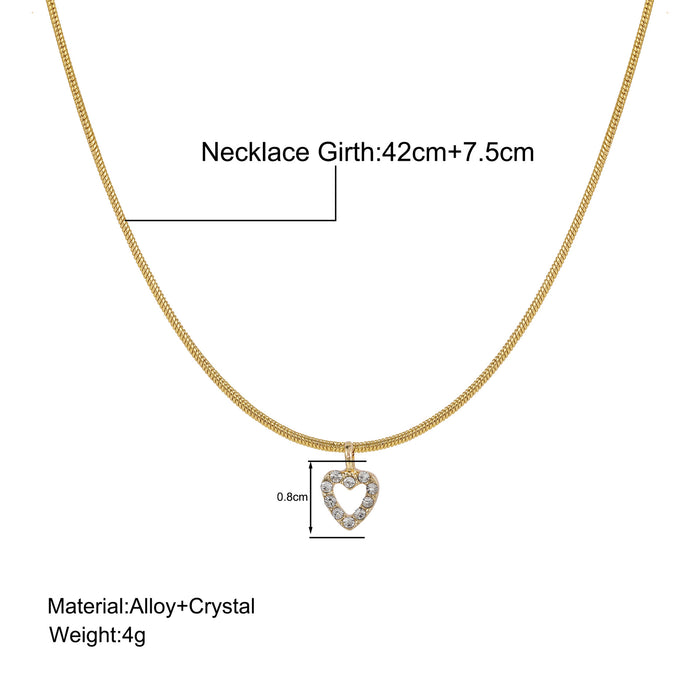 Temperamental All-Match Sweater Chain Jewelry Zircon Peach Heart Pendant Necklace