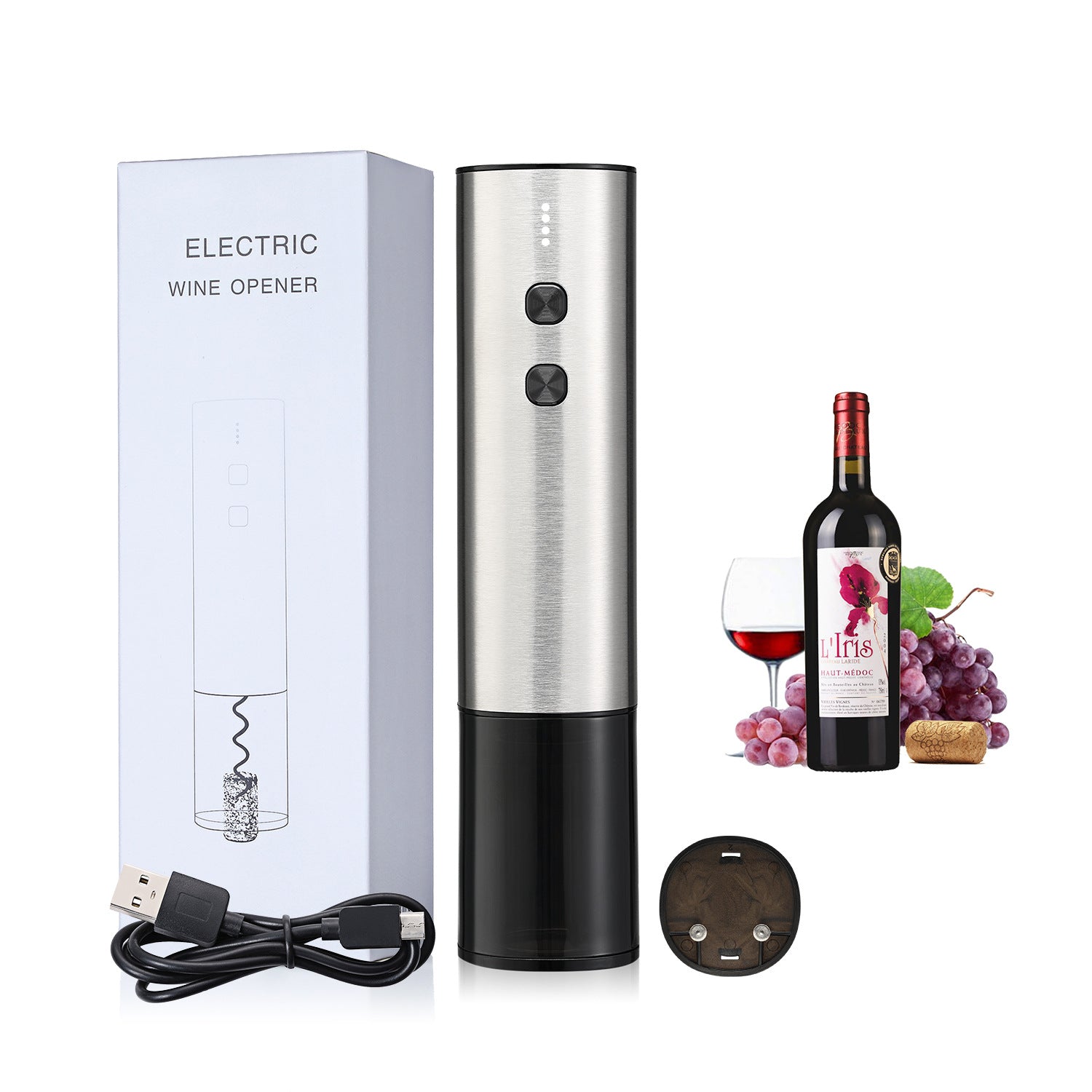 Stainless Steel Wine Electric Bottle Opener Creative Rechargeable