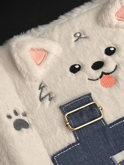 Cute Denim Plush Samoyed Puppy Album