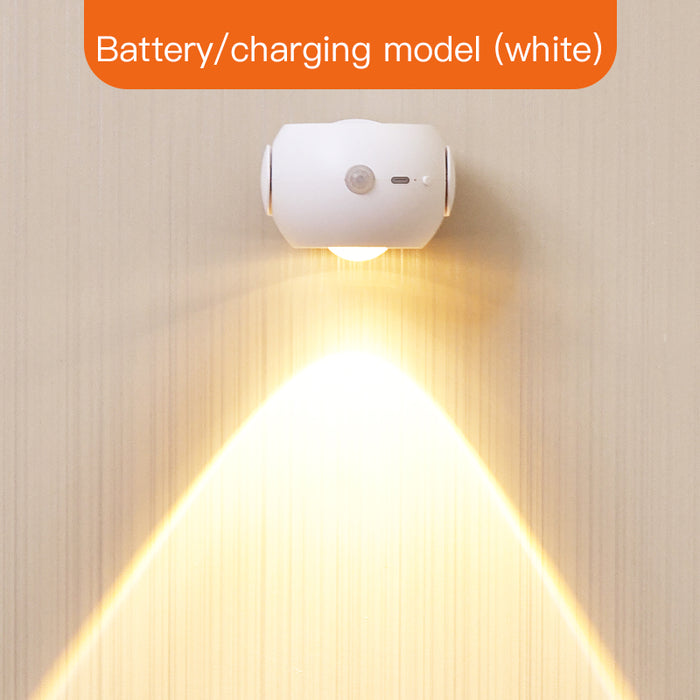 Adjustable Angle Human Sensing Light, Wireless Sunset Light, Indoor Spotlight, Corridor, Living Room Wall Light, Rechargeable and Installed Dry Battery
