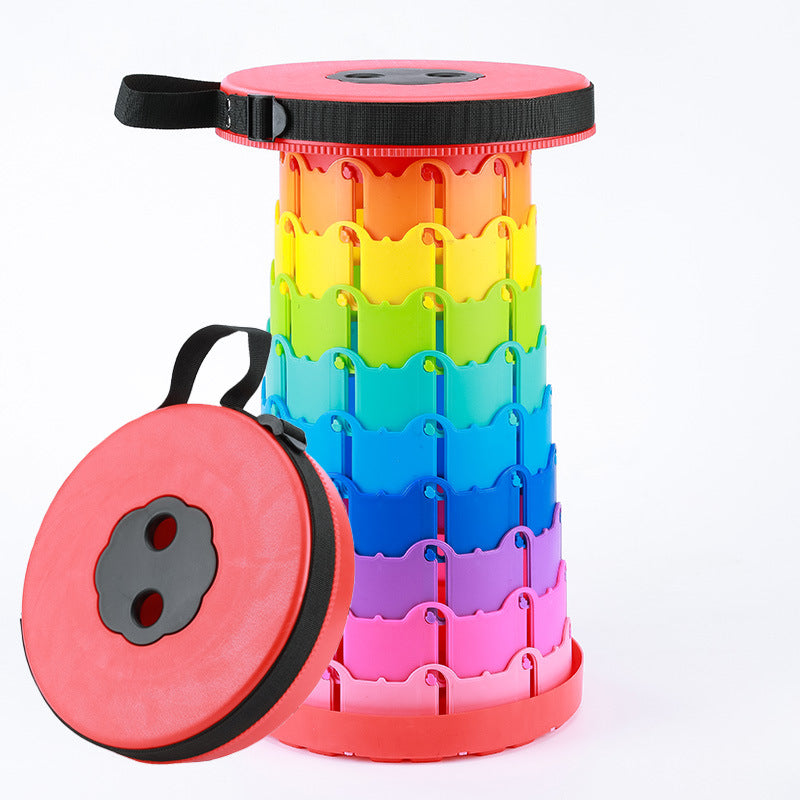 Children'S Rainbow Folding Stool Portable Retractable Chair