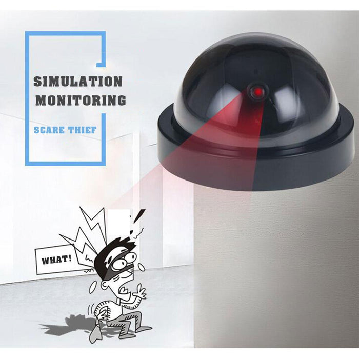 Black Plastic Smart Indoor Outdoor Dummy Home Dome Fake CCTV Security Camera with Flashing Red LED Light