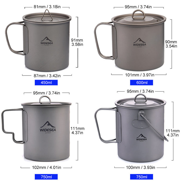 Pure Titanium Outdoor Coffee Cup with Lid Lightweight and Easy to Store Camping Tableware