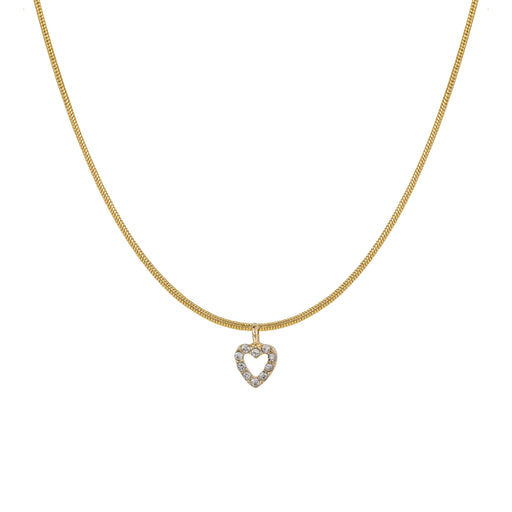 Temperamental All-Match Sweater Chain Jewelry Zircon Peach Heart Pendant Necklace