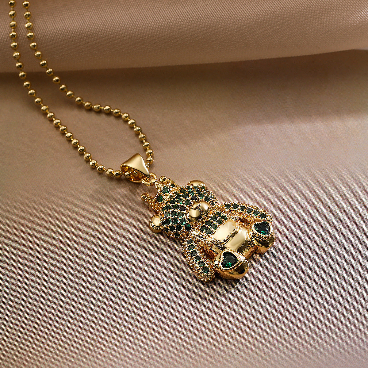 Fashion Hollowed-Out Full Zircon Leopard Head Pendant Necklace