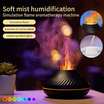 New Volcanic Flame Aroma Diffuser Essential Oil Lamp 130Ml USB Portable Air Humidifier with Color Night Light Mist Maker Fogger LED Light