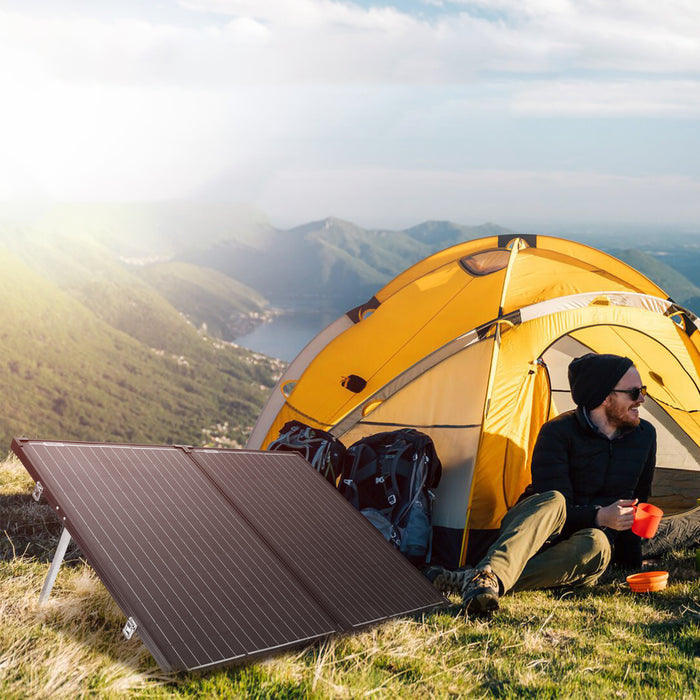 [US Direct] ATEM POWER AP-FOLD-FLES 200W Monocrystalline Solar Panel without Glass Portable Solar Suitcase Equipped with 20A MPPT Controller for 12V Batteries RV Camping Power