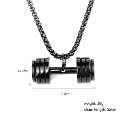 Titanium Steel Sports Dumbbell Necklace