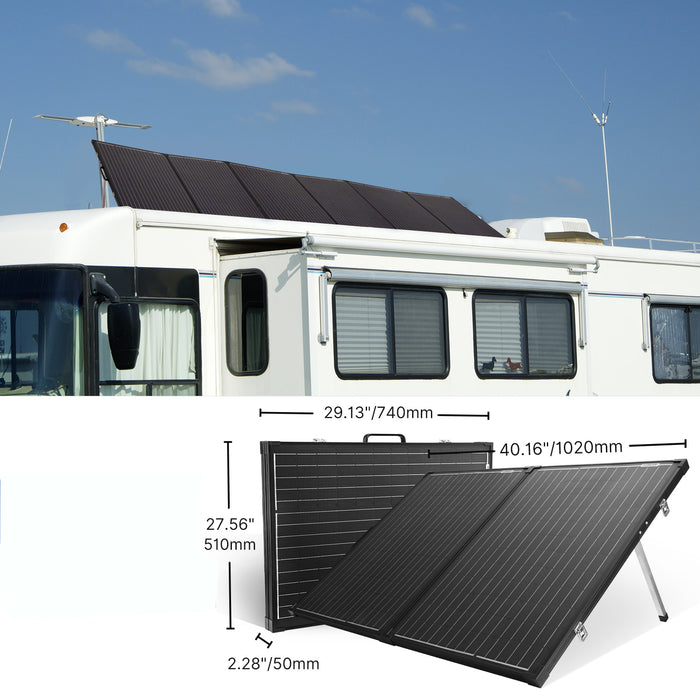 [US Direct] ATEM POWER VASPFOLD-FLES-2R-AP 160W Portable Monocrystalline without Glass Solar Panel Equipped with 20A MPPT Controller Suitable for RV Camping