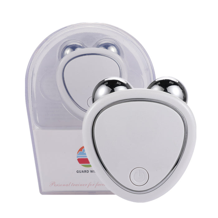 Portable Facial Micro-Current Beauty Instrument for Lifting Thinning and Reducing Edema with Double Roller Massager