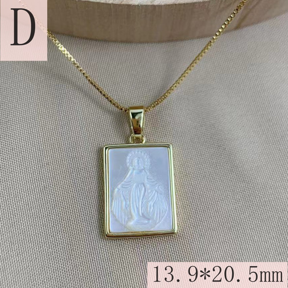 European and American Natural Shell Sacred Heart Angel Necklace