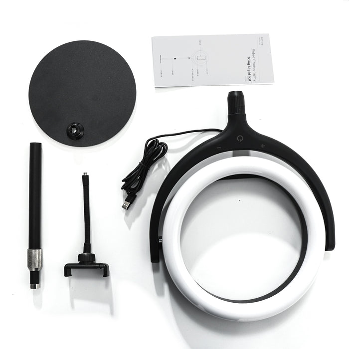 12" Dimmable Desktop Selfie LED Ring Light Stand Phone Holder Makeup Live Vedio