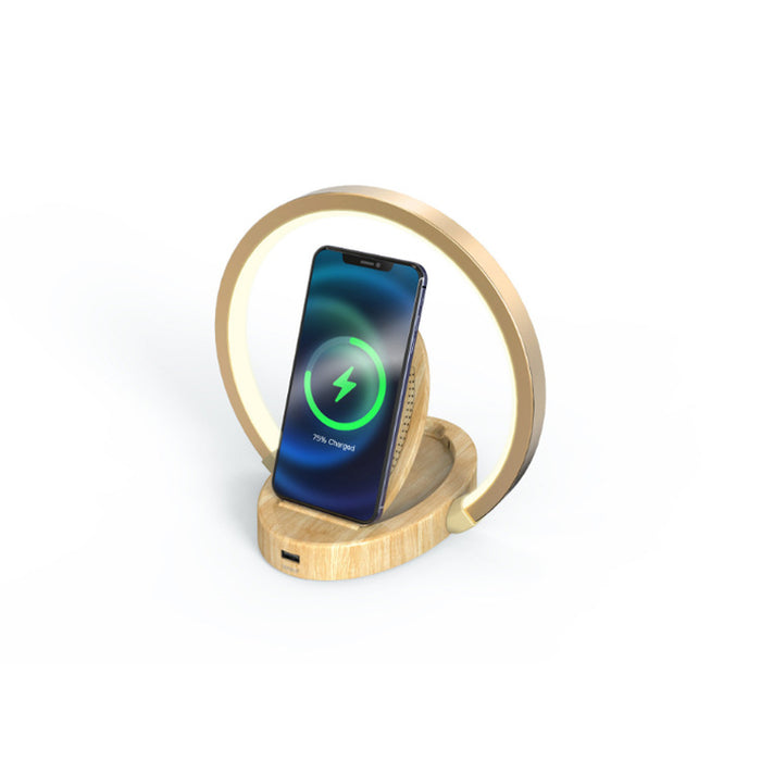 Night Lights Lamp Bluetooth Speaker Table Light with 10W Wireless Charger USB Port Phone Holder with Dynamic Color