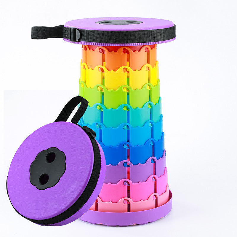 Children'S Rainbow Folding Stool Portable Retractable Chair