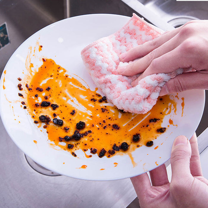 Kitchen Cleaning Rag Coral Fleece Dish Washing Cloth Super Absorbent Scouring Pad Dry and Wet Kitchen Cleaning Towels Lazy Cleaning Supplies
