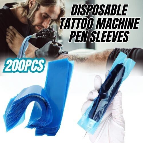 Tattoo Pen Covers 200PCS Machine Pen Sleeves Plastic Bag Covers for Machine Pen