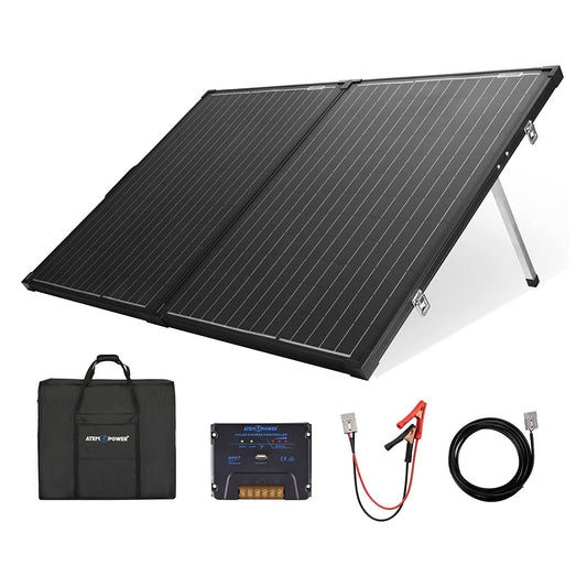 [US Direct] ATEM POWER VASPFOLD-FLES-2R-AP 160W Portable Monocrystalline without Glass Solar Panel Equipped with 20A MPPT Controller Suitable for RV Camping