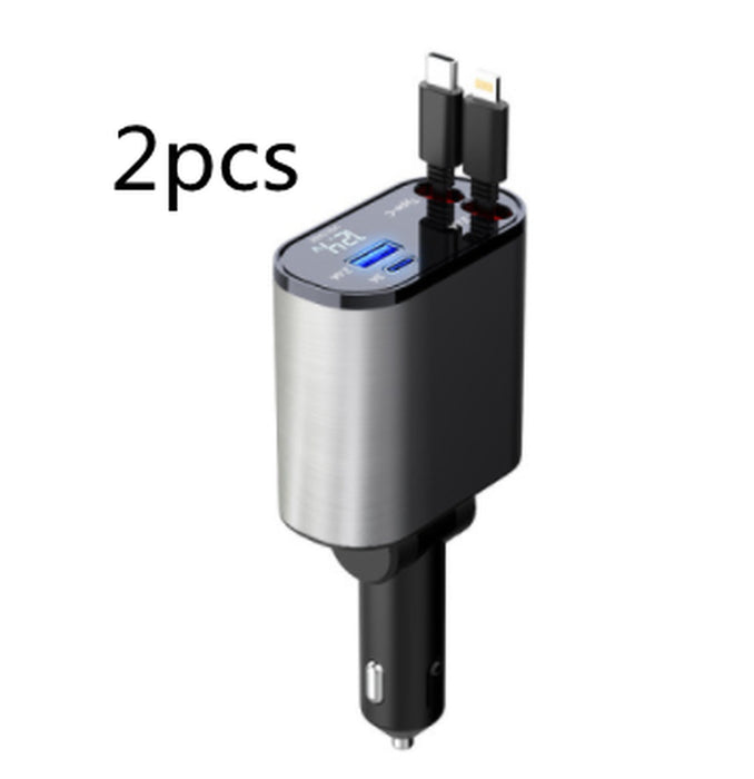 Metal Car Charger 100W Super Fast Charging Car Cigarette Lighter USB and TYPE-C Adapter
