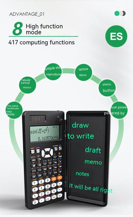 2 in 1 Foldable Scientific Calculators Handwriting Tablet Learning Function Calculator Foldable Desk Scientific Calculators