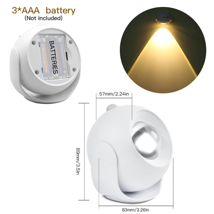 Adjustable Angle Human Sensing Light, Wireless Sunset Light, Indoor Spotlight, Corridor, Living Room Wall Light, Rechargeable and Installed Dry Battery