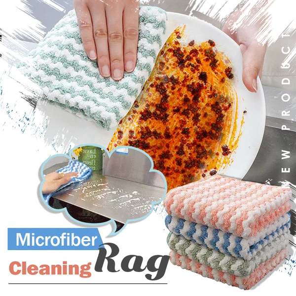 Kitchen Cleaning Rag Coral Fleece Dish Washing Cloth Super Absorbent Scouring Pad Dry and Wet Kitchen Cleaning Towels Lazy Cleaning Supplies
