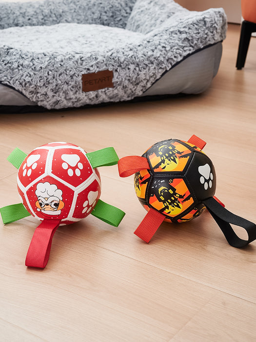 Dog Soccer Balls Toy with Sraps Halloween Christmas Gift for Pets Puppy Birthday Toy Interactive Toys for Tug of War Water Toys