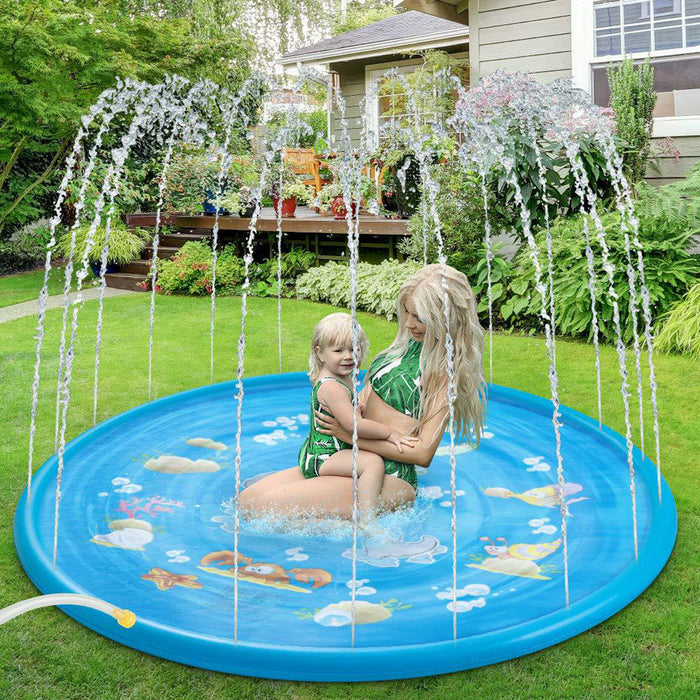 100CM Outdoor Inflatable Water Splash Play Pool Playing Sprinkler Mat Yard Family Funny Kids Toys