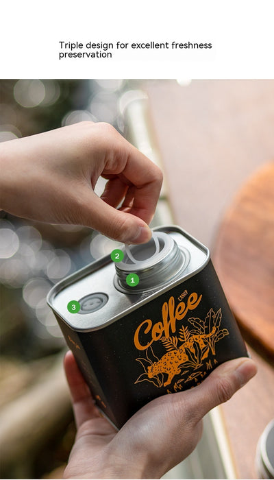 Coffee Bean Sealed Cans Outdoor Camping Tinplate Box Food Grade Packaging Storage Fresh-Keeping Breathing Iron Cans