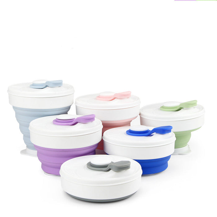 Silicone Folding Coffee Cup Heat Insulation and Anti-Scalding Sports Bottle, Outdoor Portable Folding Water Cup