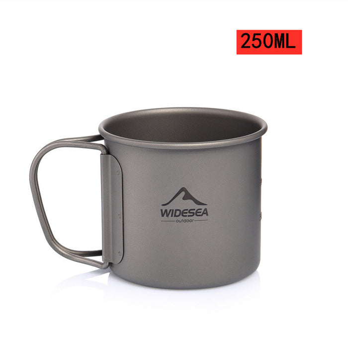 Pure Titanium Outdoor Coffee Cup with Lid Lightweight and Easy to Store Camping Tableware