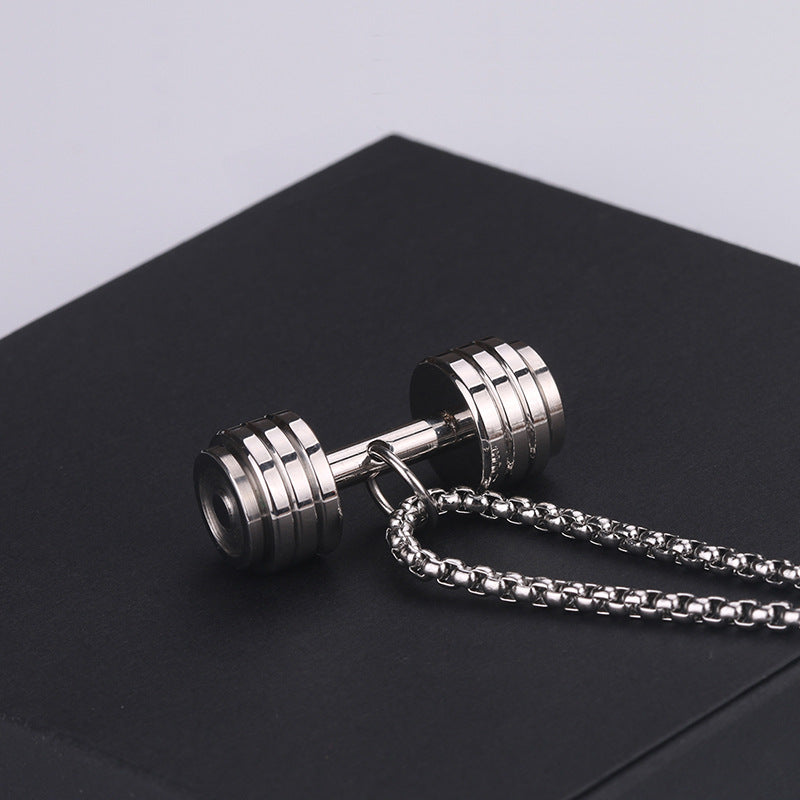 Titanium Steel Sports Dumbbell Necklace