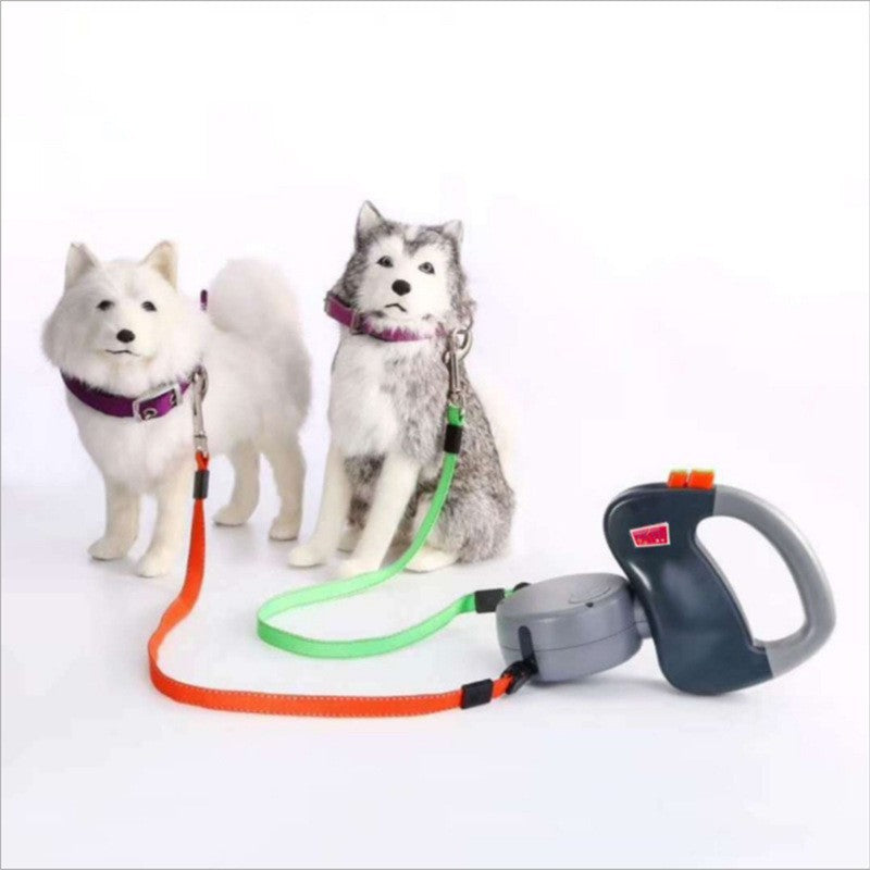 One-To-Two Double-Headed Pet Hand Holding Rope Retractable