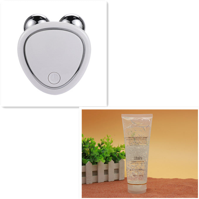 Portable Facial Micro-Current Beauty Instrument for Lifting Thinning and Reducing Edema with Double Roller Massager