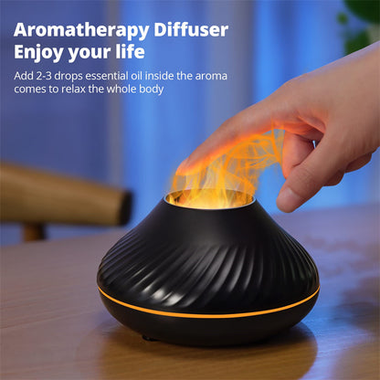 New Volcanic Flame Aroma Diffuser Essential Oil Lamp 130Ml USB Portable Air Humidifier with Color Night Light Mist Maker Fogger LED Light