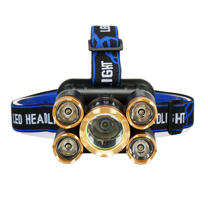 5 Leds Ultra Bright 90° Rotatable LED Headlight Long Shoot Head Lamp for Hunting Fishing Camping Worker