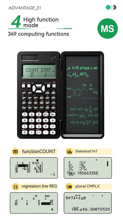 2 in 1 Foldable Scientific Calculators Handwriting Tablet Learning Function Calculator Foldable Desk Scientific Calculators