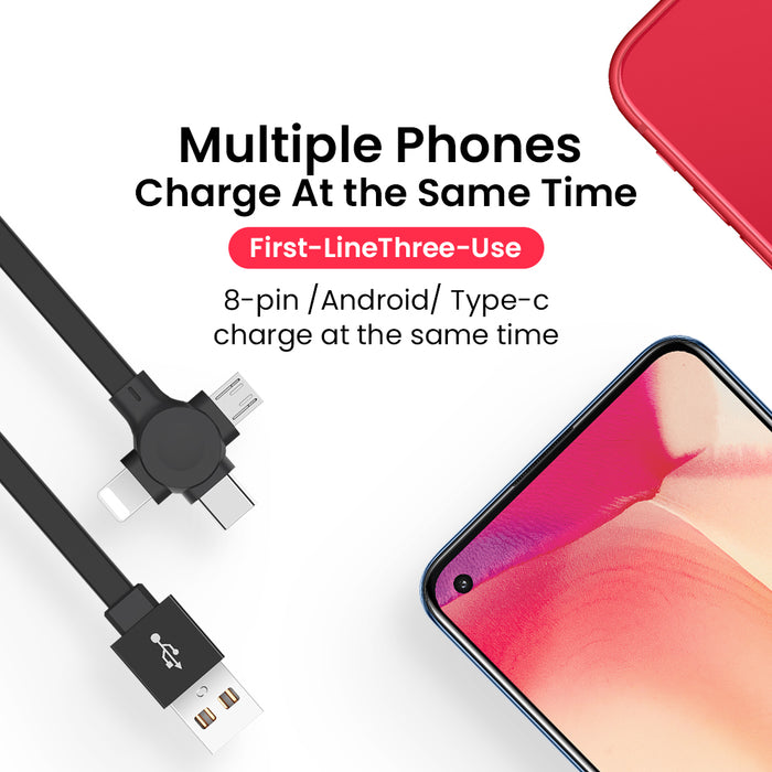 4 in 1 Retractable USB Cable Creative Macaron Type C Micro Cable for I Phone with Phone Stand Charging Data Cable Line Storage Box