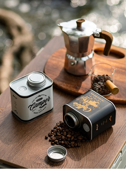 Coffee Bean Sealed Cans Outdoor Camping Tinplate Box Food Grade Packaging Storage Fresh-Keeping Breathing Iron Cans