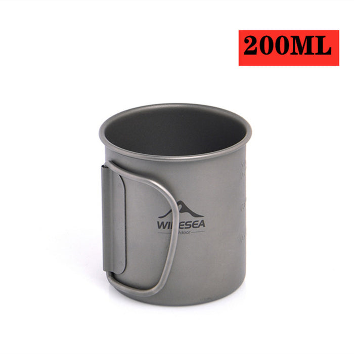 Pure Titanium Outdoor Coffee Cup with Lid Lightweight and Easy to Store Camping Tableware