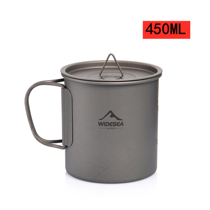 Pure Titanium Outdoor Coffee Cup with Lid Lightweight and Easy to Store Camping Tableware