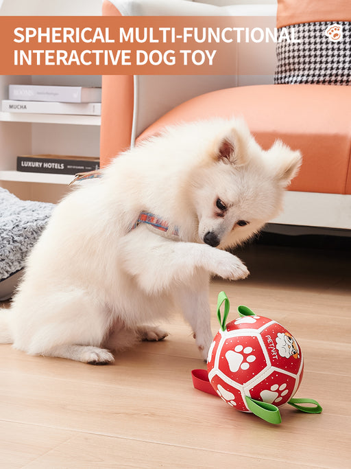 Dog Soccer Balls Toy with Sraps Halloween Christmas Gift for Pets Puppy Birthday Toy Interactive Toys for Tug of War Water Toys