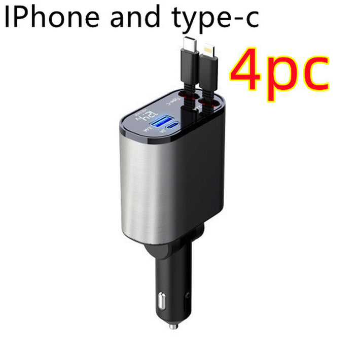 Metal Car Charger 100W Super Fast Charging Car Cigarette Lighter USB and TYPE-C Adapter