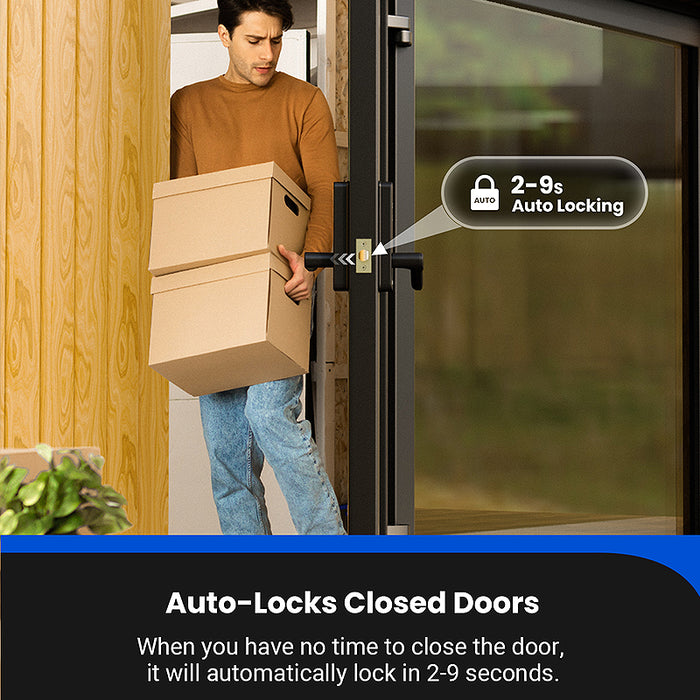 [US Direct]  L40 Smart Door Bluetooth Lock Fingerprint/App Password Key IC Card Unlock Intelligent Anti-Theft Door Lock IP54 Home Lock Work with Alexa Google Assistant